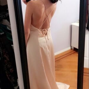 Champagne open back gown